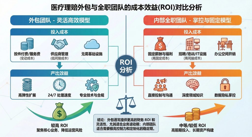 医疗理赔外包与全职团队的成本效益(ROI)对比分析