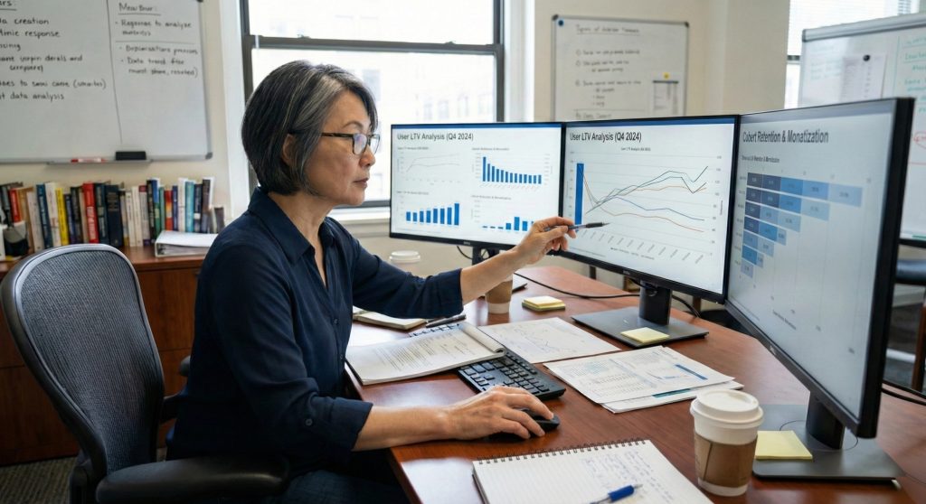 资深用户生命周期运营专家正在分析 LTV 数据