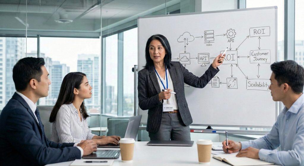 资深解决方案架构师(SA)正在进行技术与业务需求对齐