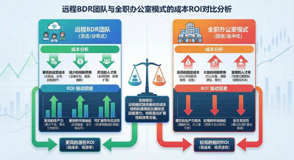 远程BDR团队与全职办公室模式的成本ROI对比分析